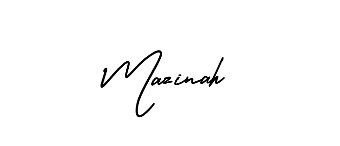 Use a signature maker to create a handwritten signature online. With this signature software, you can design (AmerikaSignatureDemo-Regular) your own signature for name Mazinah. Mazinah signature style 3 images and pictures png