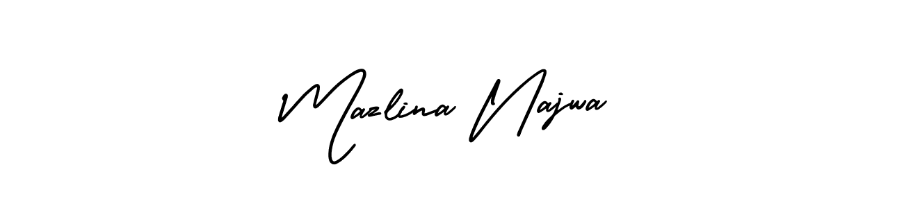 Also You can easily find your signature by using the search form. We will create Mazlina Najwa name handwritten signature images for you free of cost using AmerikaSignatureDemo-Regular sign style. Mazlina Najwa signature style 3 images and pictures png