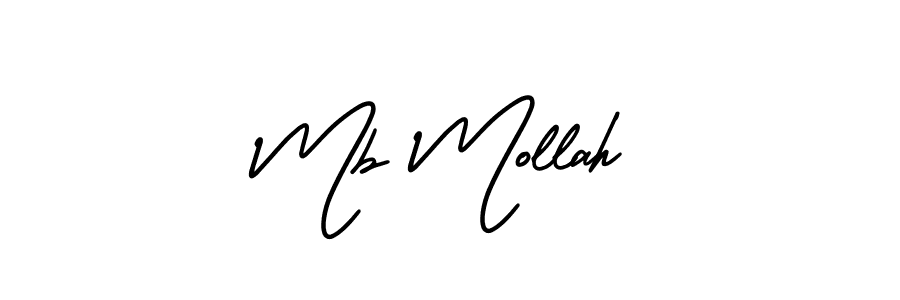 How to make Mb Mollah name signature. Use AmerikaSignatureDemo-Regular style for creating short signs online. This is the latest handwritten sign. Mb Mollah signature style 3 images and pictures png
