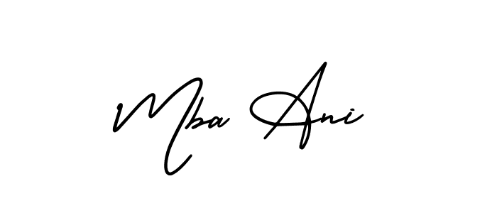 This is the best signature style for the Mba Ani name. Also you like these signature font (AmerikaSignatureDemo-Regular). Mix name signature. Mba Ani signature style 3 images and pictures png