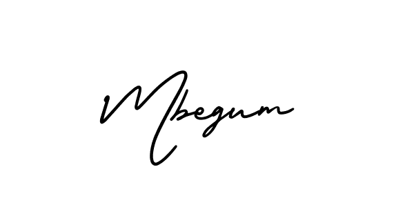 The best way (AmerikaSignatureDemo-Regular) to make a short signature is to pick only two or three words in your name. The name Mbegum include a total of six letters. For converting this name. Mbegum signature style 3 images and pictures png