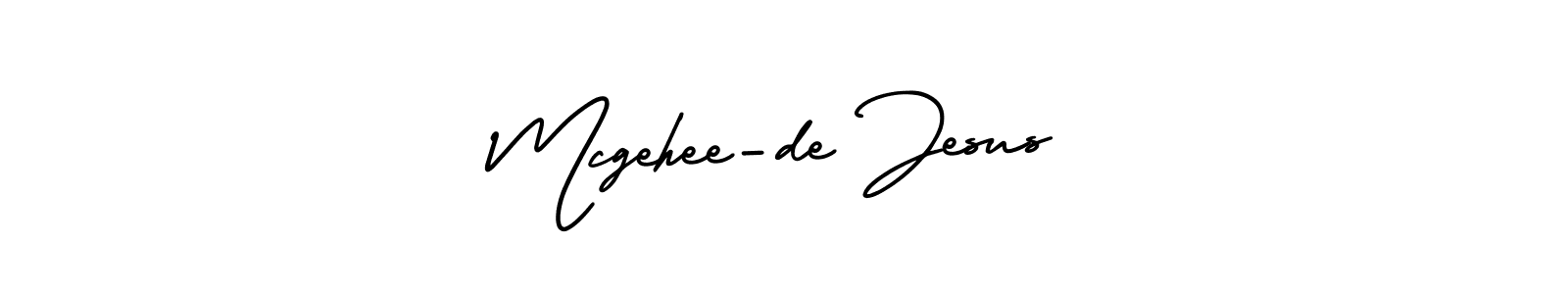Mcgehee-de Jesus stylish signature style. Best Handwritten Sign (AmerikaSignatureDemo-Regular) for my name. Handwritten Signature Collection Ideas for my name Mcgehee-de Jesus. Mcgehee-de Jesus signature style 3 images and pictures png