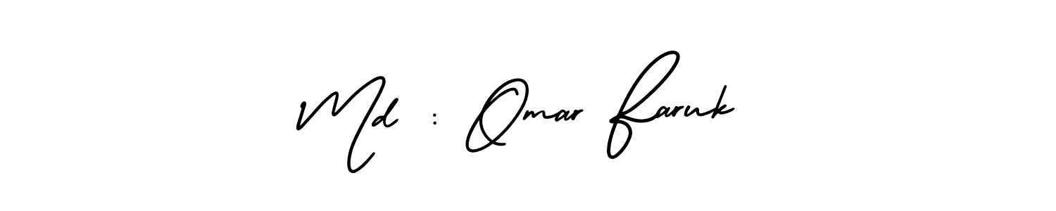 Md : Omar Faruk stylish signature style. Best Handwritten Sign (AmerikaSignatureDemo-Regular) for my name. Handwritten Signature Collection Ideas for my name Md : Omar Faruk. Md : Omar Faruk signature style 3 images and pictures png