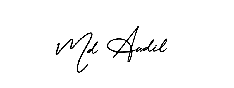 The best way (AmerikaSignatureDemo-Regular) to make a short signature is to pick only two or three words in your name. The name Md Aadil include a total of six letters. For converting this name. Md Aadil signature style 3 images and pictures png