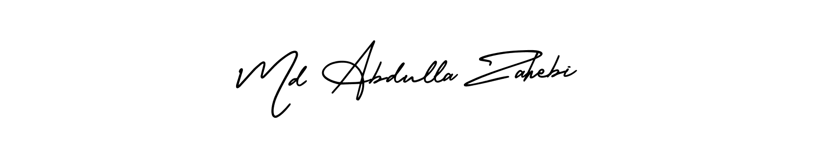 This is the best signature style for the Md Abdulla Zahebi name. Also you like these signature font (AmerikaSignatureDemo-Regular). Mix name signature. Md Abdulla Zahebi signature style 3 images and pictures png