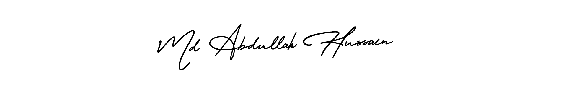 The best way (AmerikaSignatureDemo-Regular) to make a short signature is to pick only two or three words in your name. The name Md Abdullah Hussain include a total of six letters. For converting this name. Md Abdullah Hussain signature style 3 images and pictures png