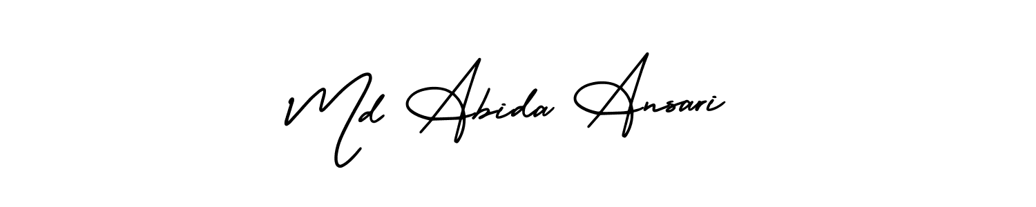 The best way (AmerikaSignatureDemo-Regular) to make a short signature is to pick only two or three words in your name. The name Md Abida Ansari include a total of six letters. For converting this name. Md Abida Ansari signature style 3 images and pictures png