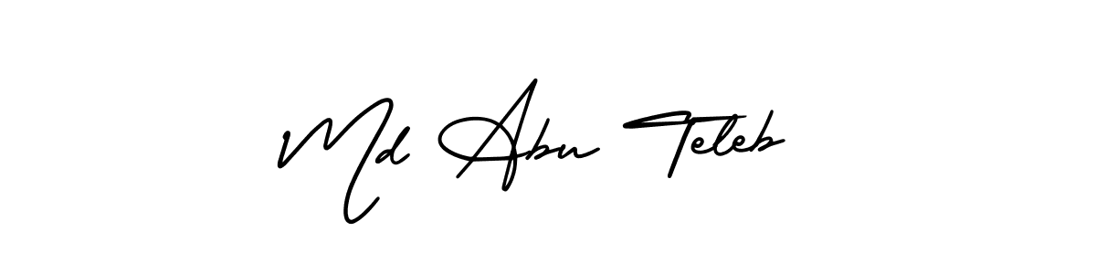 This is the best signature style for the Md Abu Teleb name. Also you like these signature font (AmerikaSignatureDemo-Regular). Mix name signature. Md Abu Teleb signature style 3 images and pictures png