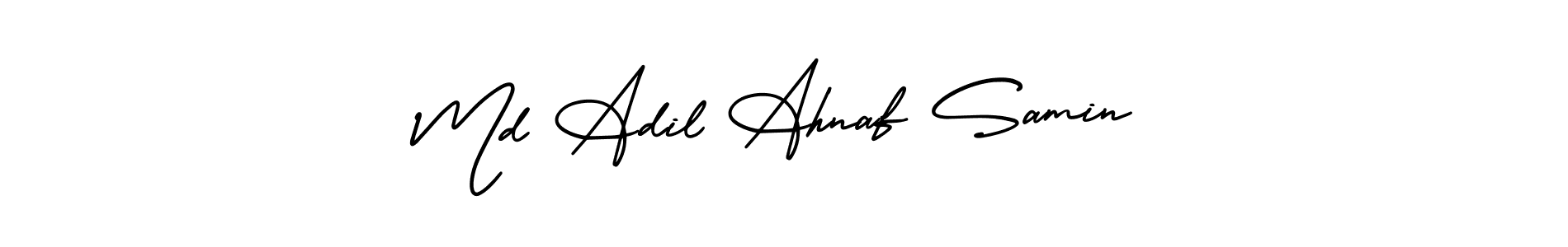 You should practise on your own different ways (AmerikaSignatureDemo-Regular) to write your name (Md Adil Ahnaf Samin) in signature. don't let someone else do it for you. Md Adil Ahnaf Samin signature style 3 images and pictures png
