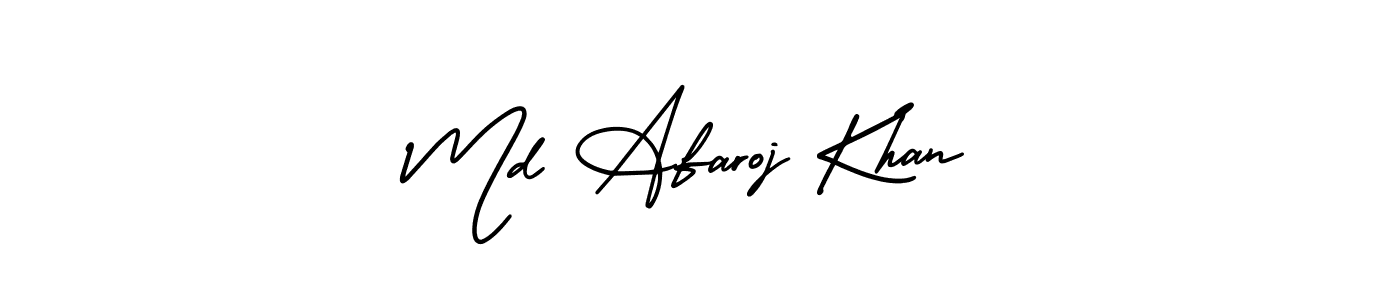 The best way (AmerikaSignatureDemo-Regular) to make a short signature is to pick only two or three words in your name. The name Md Afaroj Khan include a total of six letters. For converting this name. Md Afaroj Khan signature style 3 images and pictures png