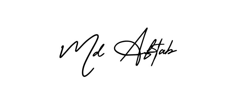 How to make Md Aftab name signature. Use AmerikaSignatureDemo-Regular style for creating short signs online. This is the latest handwritten sign. Md Aftab signature style 3 images and pictures png