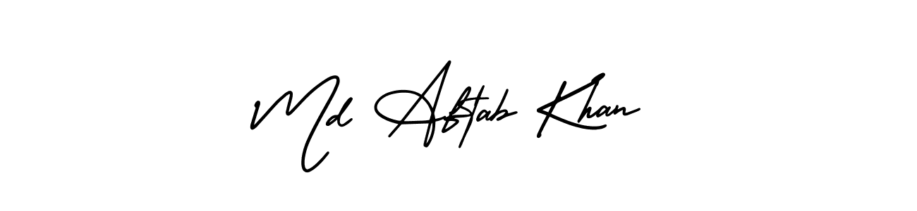 This is the best signature style for the Md Aftab Khan name. Also you like these signature font (AmerikaSignatureDemo-Regular). Mix name signature. Md Aftab Khan signature style 3 images and pictures png