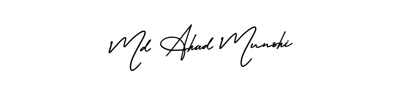 See photos of Md Ahad Munshi official signature by Spectra . Check more albums & portfolios. Read reviews & check more about AmerikaSignatureDemo-Regular font. Md Ahad Munshi signature style 3 images and pictures png