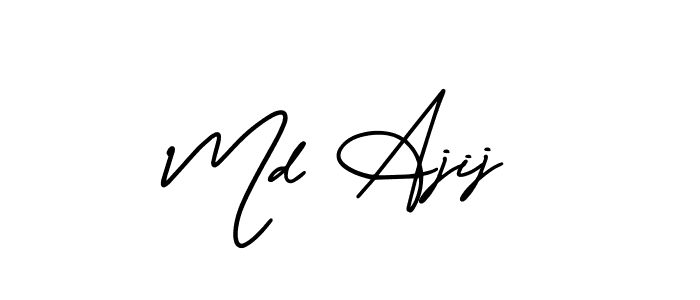 This is the best signature style for the Md Ajij name. Also you like these signature font (AmerikaSignatureDemo-Regular). Mix name signature. Md Ajij signature style 3 images and pictures png