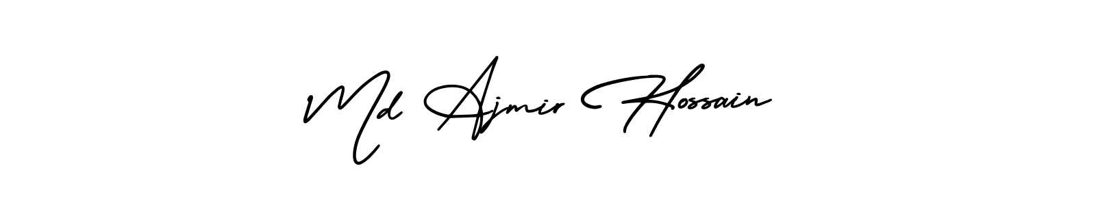 You should practise on your own different ways (AmerikaSignatureDemo-Regular) to write your name (Md Ajmir Hossain) in signature. don't let someone else do it for you. Md Ajmir Hossain signature style 3 images and pictures png