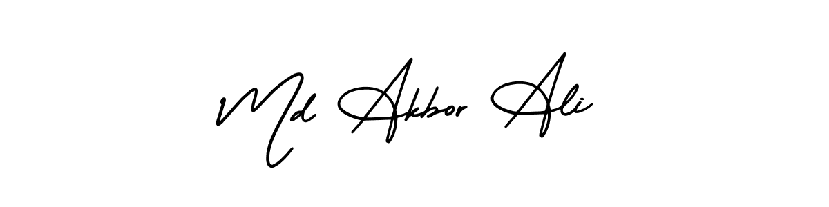 The best way (AmerikaSignatureDemo-Regular) to make a short signature is to pick only two or three words in your name. The name Md Akbor Ali include a total of six letters. For converting this name. Md Akbor Ali signature style 3 images and pictures png