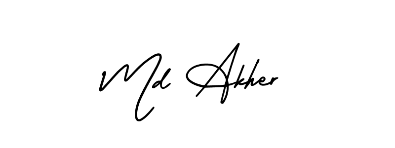 How to make Md Akher signature? AmerikaSignatureDemo-Regular is a professional autograph style. Create handwritten signature for Md Akher name. Md Akher signature style 3 images and pictures png