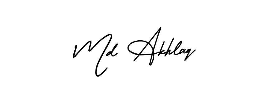 The best way (AmerikaSignatureDemo-Regular) to make a short signature is to pick only two or three words in your name. The name Md Akhlaq include a total of six letters. For converting this name. Md Akhlaq signature style 3 images and pictures png