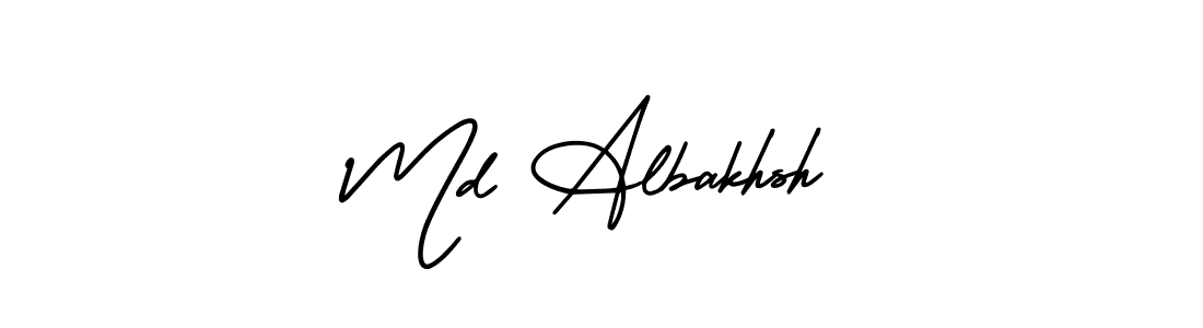 You should practise on your own different ways (AmerikaSignatureDemo-Regular) to write your name (Md Albakhsh) in signature. don't let someone else do it for you. Md Albakhsh signature style 3 images and pictures png