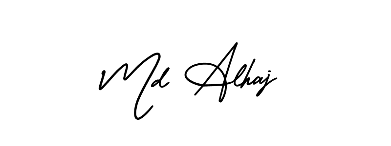 You should practise on your own different ways (AmerikaSignatureDemo-Regular) to write your name (Md Alhaj) in signature. don't let someone else do it for you. Md Alhaj signature style 3 images and pictures png