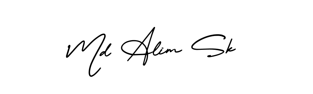 How to make Md Alim Sk name signature. Use AmerikaSignatureDemo-Regular style for creating short signs online. This is the latest handwritten sign. Md Alim Sk signature style 3 images and pictures png