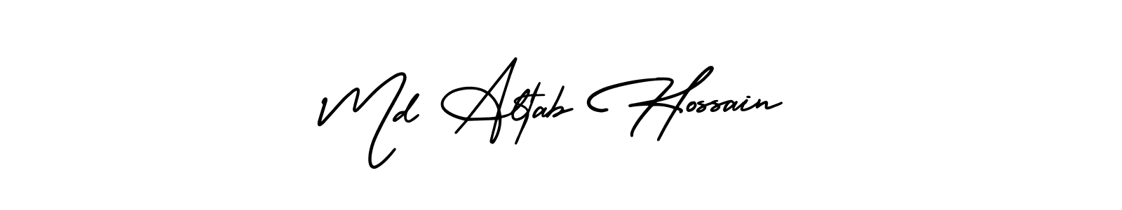 You should practise on your own different ways (AmerikaSignatureDemo-Regular) to write your name (Md Altab Hossain) in signature. don't let someone else do it for you. Md Altab Hossain signature style 3 images and pictures png