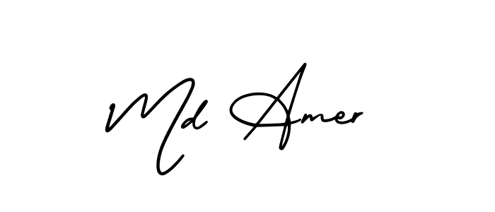 How to make Md Amer name signature. Use AmerikaSignatureDemo-Regular style for creating short signs online. This is the latest handwritten sign. Md Amer signature style 3 images and pictures png