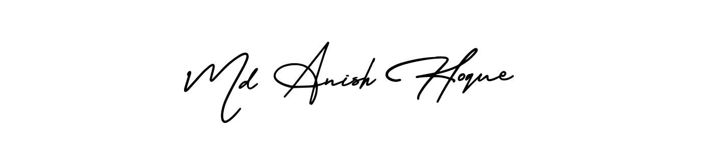 The best way (AmerikaSignatureDemo-Regular) to make a short signature is to pick only two or three words in your name. The name Md Anish Hoque include a total of six letters. For converting this name. Md Anish Hoque signature style 3 images and pictures png