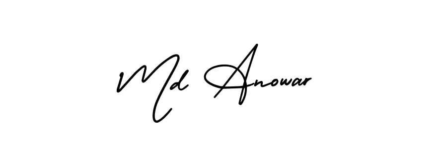 Make a beautiful signature design for name Md Anowar. With this signature (AmerikaSignatureDemo-Regular) style, you can create a handwritten signature for free. Md Anowar signature style 3 images and pictures png