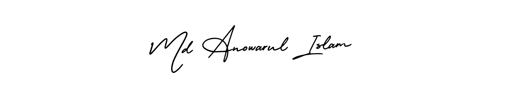 The best way (AmerikaSignatureDemo-Regular) to make a short signature is to pick only two or three words in your name. The name Md Anowarul Islam include a total of six letters. For converting this name. Md Anowarul Islam signature style 3 images and pictures png