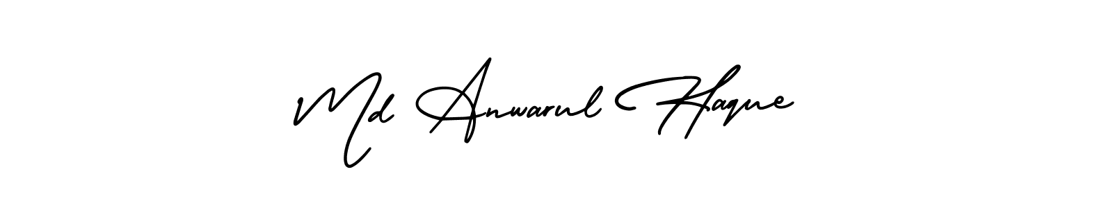 The best way (AmerikaSignatureDemo-Regular) to make a short signature is to pick only two or three words in your name. The name Md Anwarul Haque include a total of six letters. For converting this name. Md Anwarul Haque signature style 3 images and pictures png