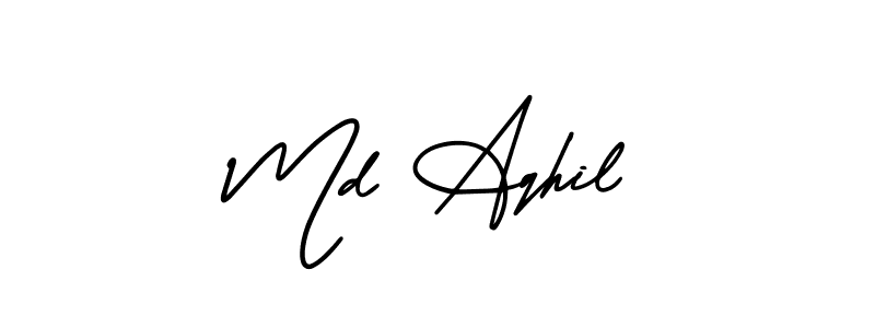 Also You can easily find your signature by using the search form. We will create Md Aqhil name handwritten signature images for you free of cost using AmerikaSignatureDemo-Regular sign style. Md Aqhil signature style 3 images and pictures png