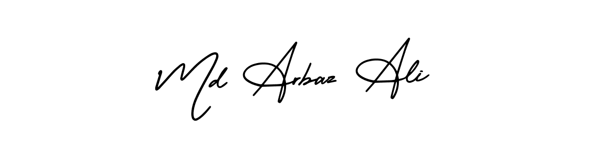 You should practise on your own different ways (AmerikaSignatureDemo-Regular) to write your name (Md Arbaz Ali) in signature. don't let someone else do it for you. Md Arbaz Ali signature style 3 images and pictures png