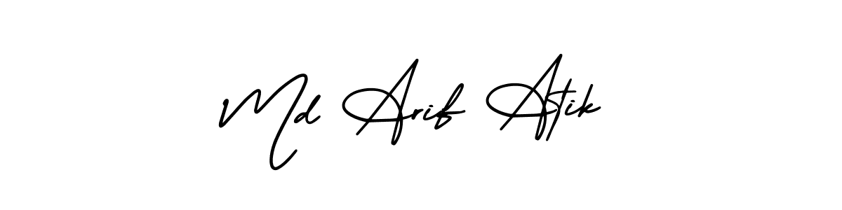 This is the best signature style for the Md Arif Atik name. Also you like these signature font (AmerikaSignatureDemo-Regular). Mix name signature. Md Arif Atik signature style 3 images and pictures png