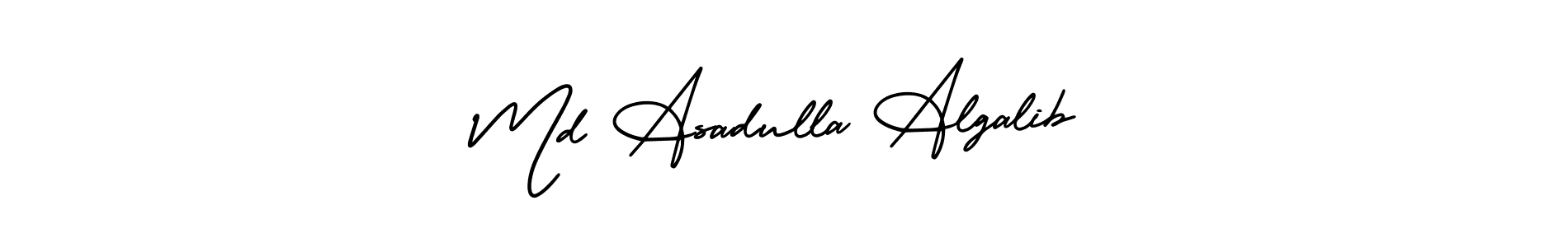 You should practise on your own different ways (AmerikaSignatureDemo-Regular) to write your name (Md Asadulla Algalib) in signature. don't let someone else do it for you. Md Asadulla Algalib signature style 3 images and pictures png