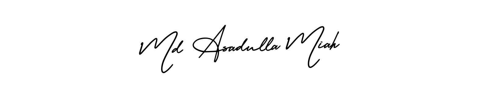 You should practise on your own different ways (AmerikaSignatureDemo-Regular) to write your name (Md Asadulla Miah) in signature. don't let someone else do it for you. Md Asadulla Miah signature style 3 images and pictures png