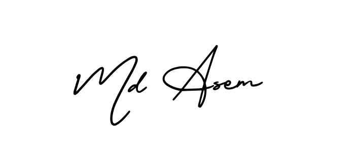 The best way (AmerikaSignatureDemo-Regular) to make a short signature is to pick only two or three words in your name. The name Md Asem include a total of six letters. For converting this name. Md Asem signature style 3 images and pictures png