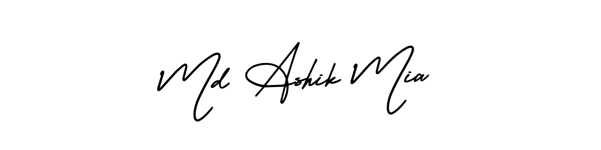 You should practise on your own different ways (AmerikaSignatureDemo-Regular) to write your name (Md Ashik Mia) in signature. don't let someone else do it for you. Md Ashik Mia signature style 3 images and pictures png