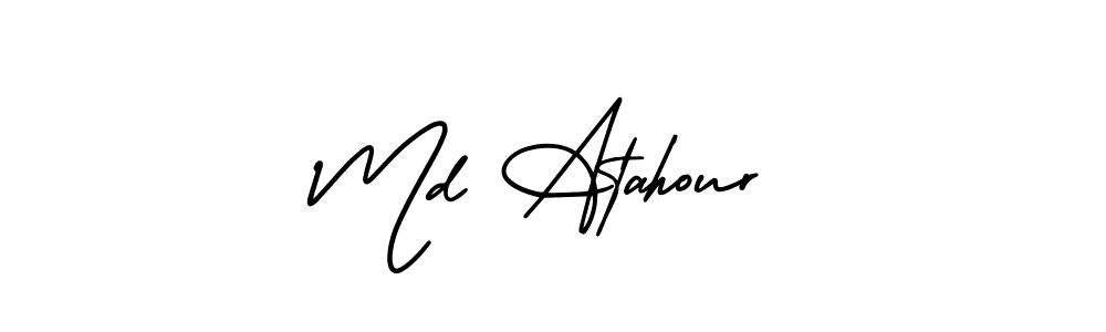 Md Atahour stylish signature style. Best Handwritten Sign (AmerikaSignatureDemo-Regular) for my name. Handwritten Signature Collection Ideas for my name Md Atahour. Md Atahour signature style 3 images and pictures png