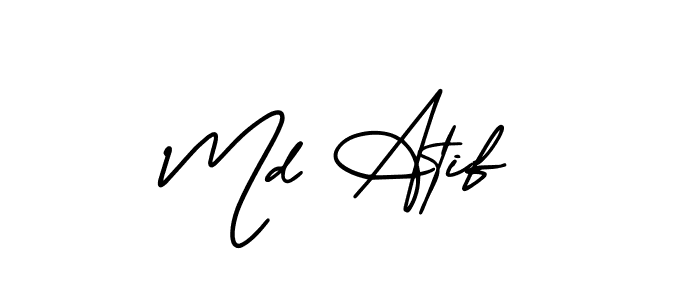 How to make Md Atif name signature. Use AmerikaSignatureDemo-Regular style for creating short signs online. This is the latest handwritten sign. Md Atif signature style 3 images and pictures png