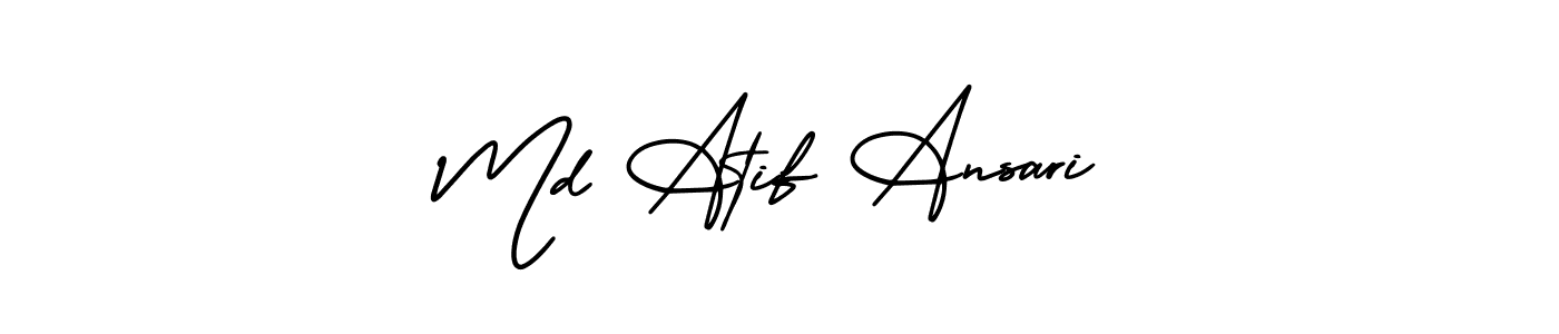 The best way (AmerikaSignatureDemo-Regular) to make a short signature is to pick only two or three words in your name. The name Md Atif Ansari include a total of six letters. For converting this name. Md Atif Ansari signature style 3 images and pictures png