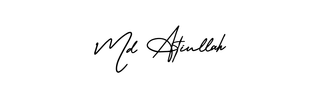 You should practise on your own different ways (AmerikaSignatureDemo-Regular) to write your name (Md Atiullah) in signature. don't let someone else do it for you. Md Atiullah signature style 3 images and pictures png