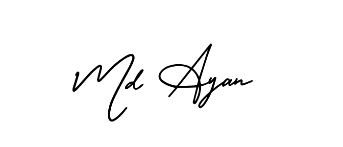 Similarly AmerikaSignatureDemo-Regular is the best handwritten signature design. Signature creator online .You can use it as an online autograph creator for name Md Ayan. Md Ayan signature style 3 images and pictures png