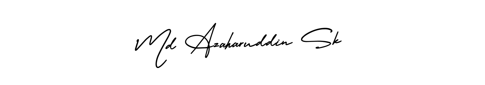 The best way (AmerikaSignatureDemo-Regular) to make a short signature is to pick only two or three words in your name. The name Md Azaharuddin Sk include a total of six letters. For converting this name. Md Azaharuddin Sk signature style 3 images and pictures png