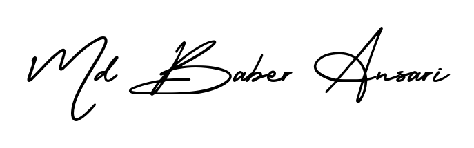 The AmerikaSignatureDemo-Regular lettering style adds unique flourish to name Md Baber Ansari. Stand out with a custom digital autograph made in seconds. Md Baber Ansari signature style 3 images and pictures png