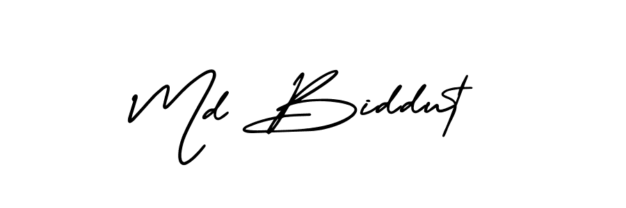You should practise on your own different ways (AmerikaSignatureDemo-Regular) to write your name (Md Biddut) in signature. don't let someone else do it for you. Md Biddut signature style 3 images and pictures png