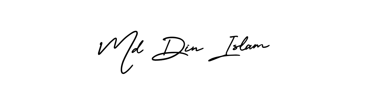 The best way (AmerikaSignatureDemo-Regular) to make a short signature is to pick only two or three words in your name. The name Md Din Islam include a total of six letters. For converting this name. Md Din Islam signature style 3 images and pictures png