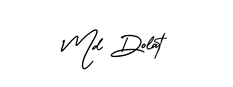 The best way (AmerikaSignatureDemo-Regular) to make a short signature is to pick only two or three words in your name. The name Md Dolat include a total of six letters. For converting this name. Md Dolat signature style 3 images and pictures png