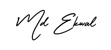 A stylish, flowing autograph style designed for name Md Ekwal using AmerikaSignatureDemo-Regular typography. Perfect for digital creative projects. Md Ekwal signature style 3 images and pictures png