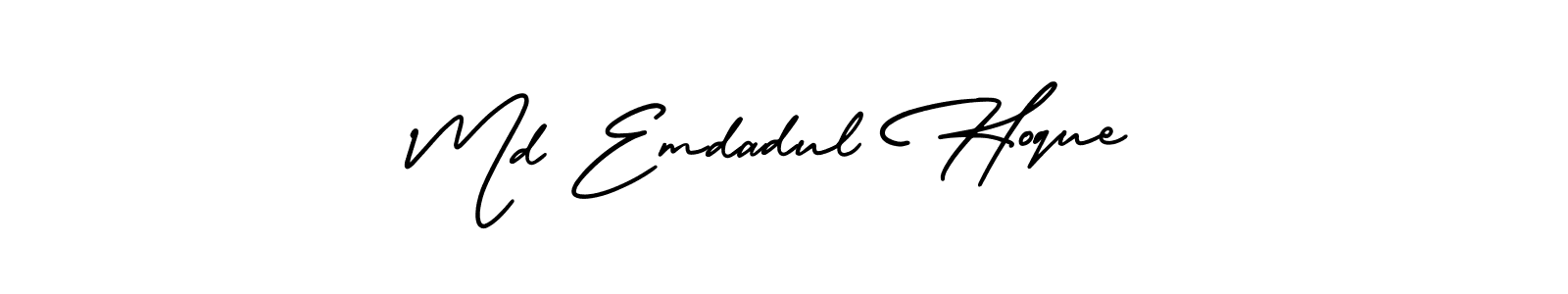 You should practise on your own different ways (AmerikaSignatureDemo-Regular) to write your name (Md Emdadul Hoque) in signature. don't let someone else do it for you. Md Emdadul Hoque signature style 3 images and pictures png